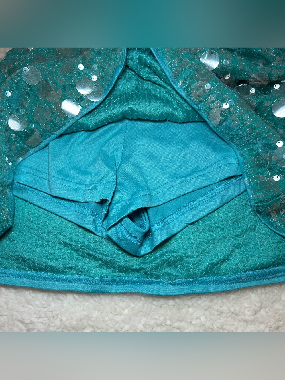 MakeMeChic Women’s Teal Sequin Skort Small NWT - Picture 4 of 5